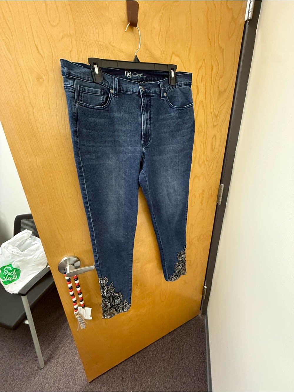 DG2 by Diane Gilman Indigo Cropped Jeans with Embroidered Ankles